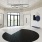 a modern looking room with a black and white floor