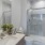 a bathroom with a glass shower